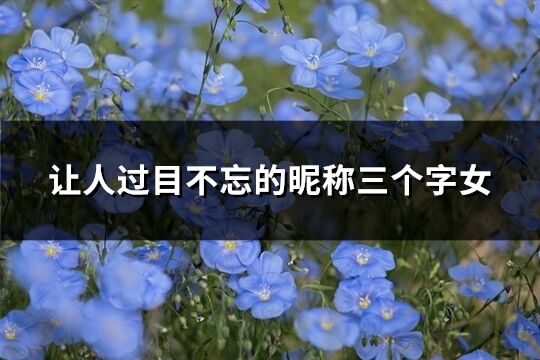 让人过目不忘的昵称三个字女(精选484个)