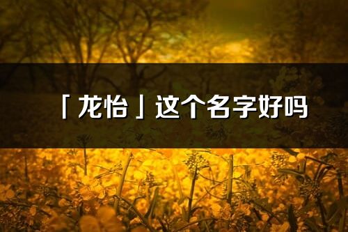 「龙怡」这个名字好吗_龙怡名字寓意,含义