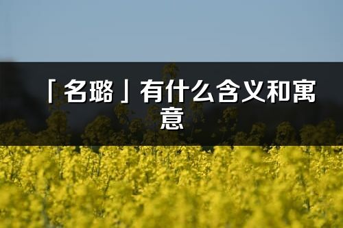 「名璐」有什么含义和寓意_名璐名字的出处与意思