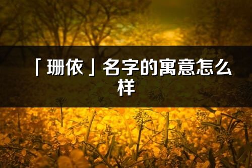 「珊依」名字的寓意怎么样_珊依的出处