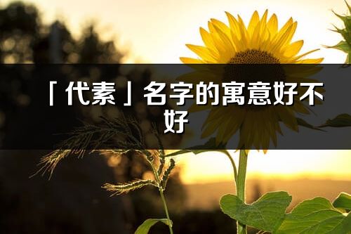 「代素」名字的寓意好不好_代素含义分析