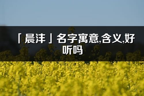 「晨沣」名字寓意,含义,好听吗_晨沣名字分析打分