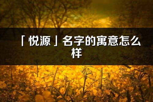 「悦源」名字的寓意怎么样_悦源的出处