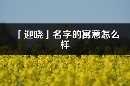 「迎晓」名字的寓意怎么样_迎晓的出处