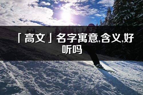 「高文」名字寓意,含义,好听吗_高文名字分析打分