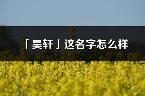 「昊轩」这名字怎么样_昊轩的名字解释