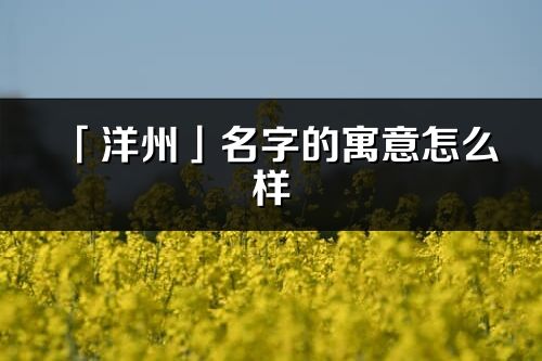 「洋州」名字的寓意怎么样_洋州的出处