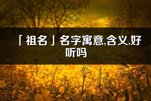 「祖名」名字寓意,含义,好听吗_祖名名字分析打分