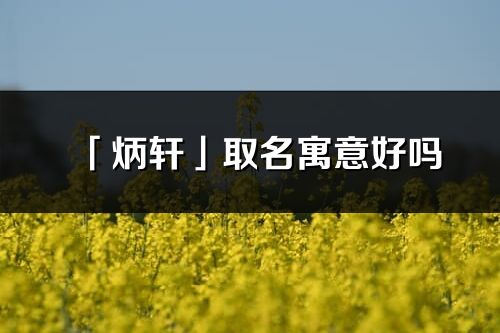 「炳轩」取名寓意好吗_炳轩名字含义及五行