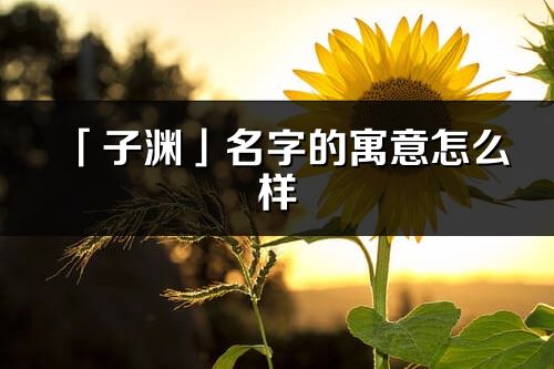 「子渊」名字的寓意怎么样_子渊的出处