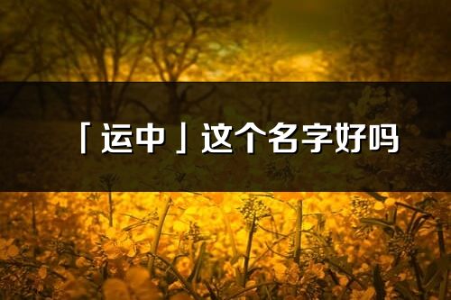 「运中」这个名字好吗_运中名字寓意,含义