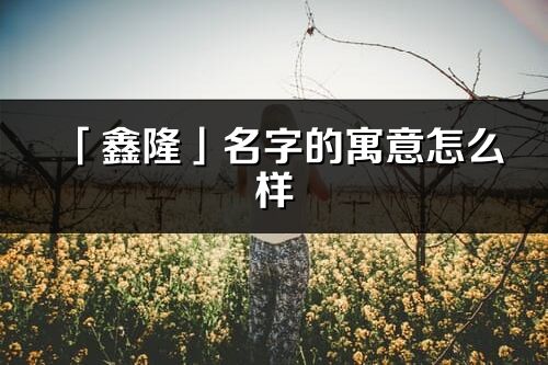 「鑫隆」名字的寓意怎么样_鑫隆的出处