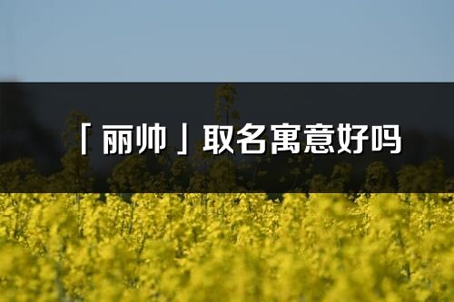 「丽帅」取名寓意好吗_丽帅名字含义及五行