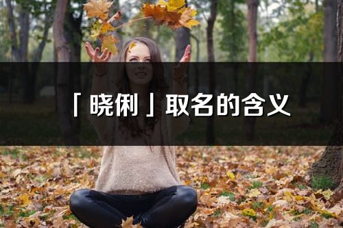 「晓俐」取名的含义_晓俐名字寓意