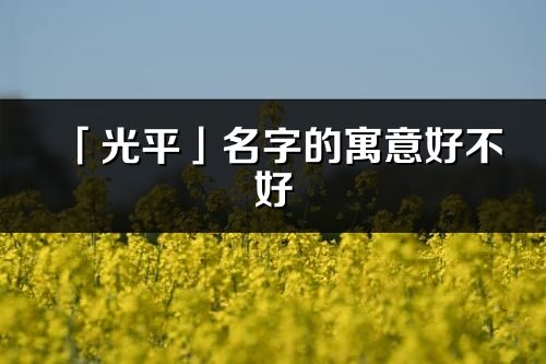 「光平」名字的寓意好不好_光平含义分析