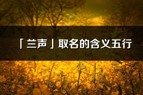 「兰声」取名的含义五行_兰声名字寓意解释