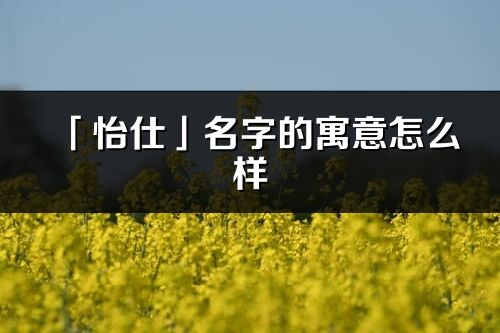 「怡仕」名字的寓意怎么样_怡仕的出处