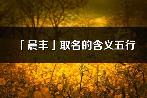 「晨丰」取名的含义五行_晨丰名字寓意解释