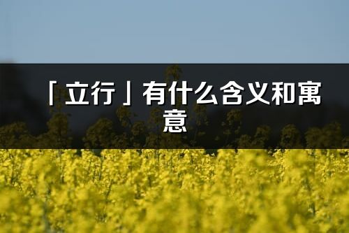 「立行」有什么含义和寓意_立行名字的出处与意思