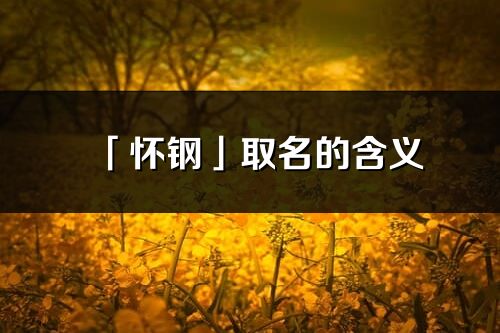 「怀钢」取名的含义_怀钢名字寓意解释