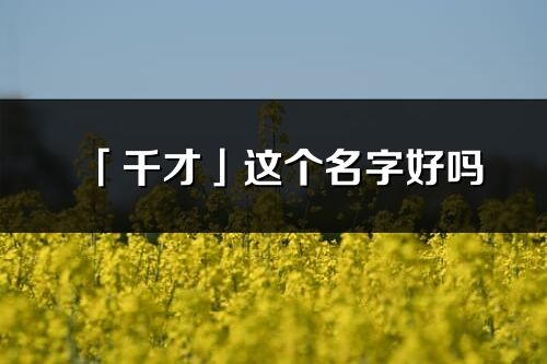 「千才」这个名字好吗_千才名字寓意,含义