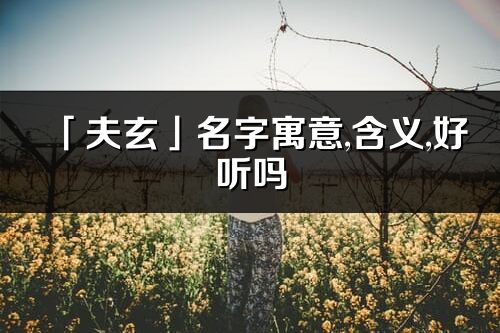 「夫玄」名字寓意,含义,好听吗_夫玄名字分析打分