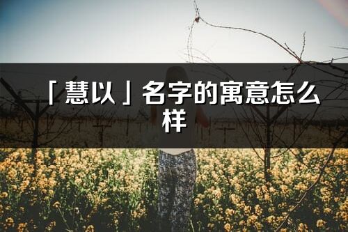 「慧以」名字的寓意怎么样_慧以的出处