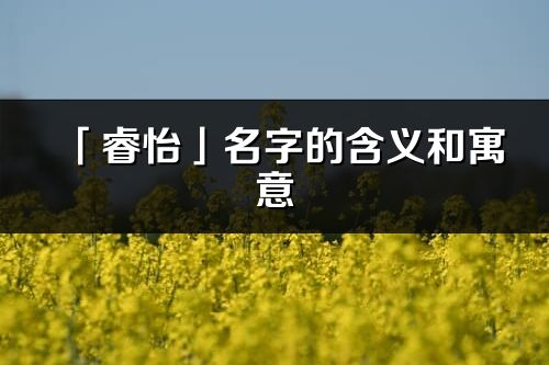 「睿怡」名字的含义和寓意_睿怡的出处与意思解释