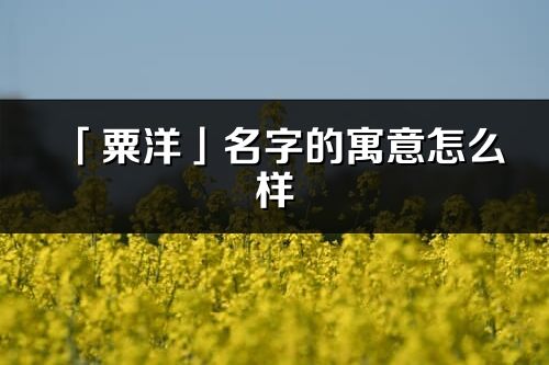 「粟洋」名字的寓意怎么样_粟洋的出处