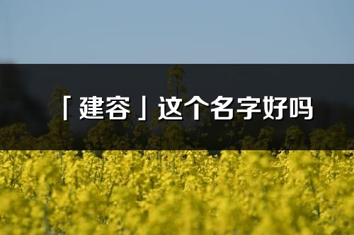 「建容」这个名字好吗_建容名字寓意,含义