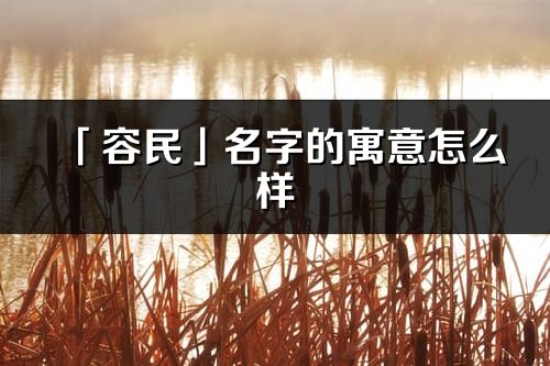 「容民」名字的寓意怎么样_容民的出处