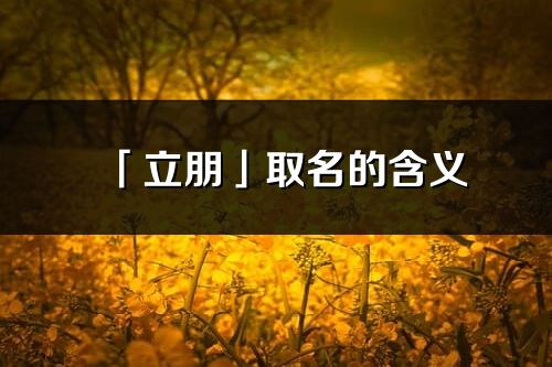 「立朋」取名的含义_立朋名字寓意解释