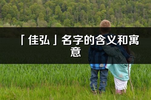 「佳弘」名字的含义和寓意_佳弘的出处与意思解释