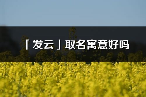 「发云」取名寓意好吗_发云名字含义及五行