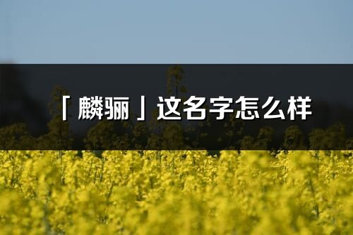 「麟骊」这名字怎么样_麟骊的名字解释