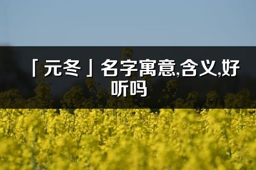 「元冬」名字寓意,含义,好听吗_元冬名字分析打分