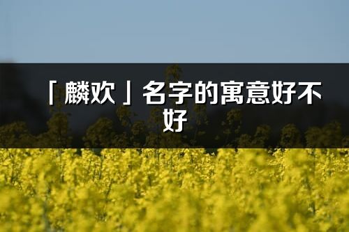 「麟欢」名字的寓意好不好_麟欢含义分析