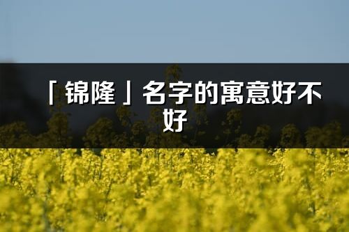 「锦隆」名字的寓意好不好_锦隆含义分析