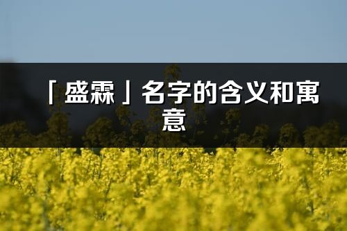 「盛霖」名字的含义和寓意_盛霖的出处与意思解释