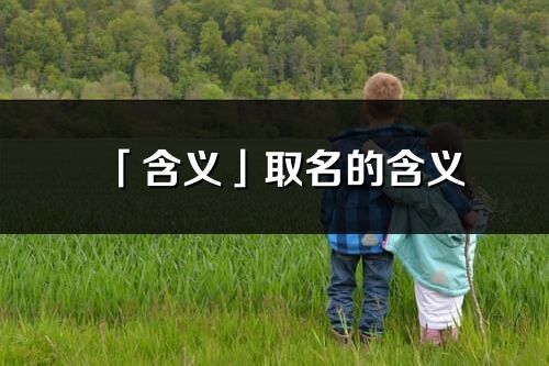 「含义」取名的含义_含义名字寓意解释