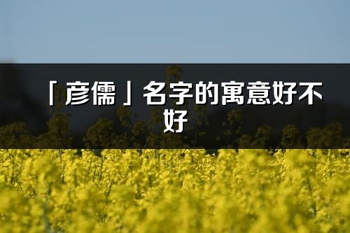 「彦儒」名字的寓意好不好_彦儒含义分析