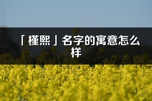 「槿熙」名字的寓意怎么样_槿熙的出处