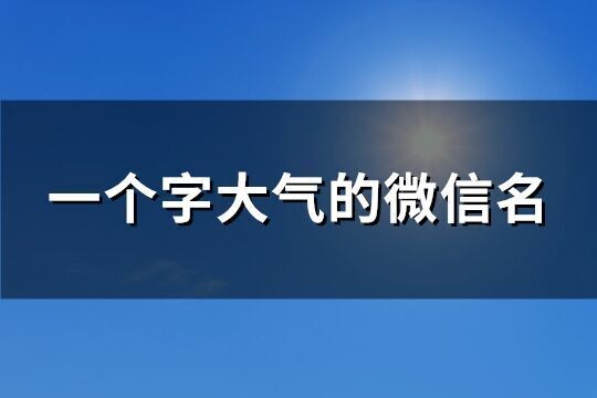 一个字大气的微信名(精选141个)