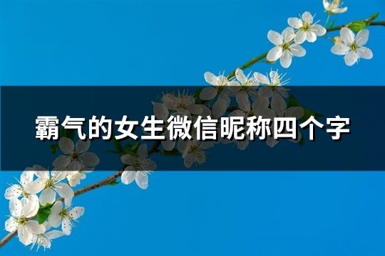 霸气的女生微信昵称四个字(优选68个)