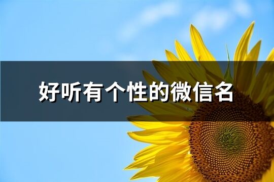 好听有个性的微信名(精选609个)