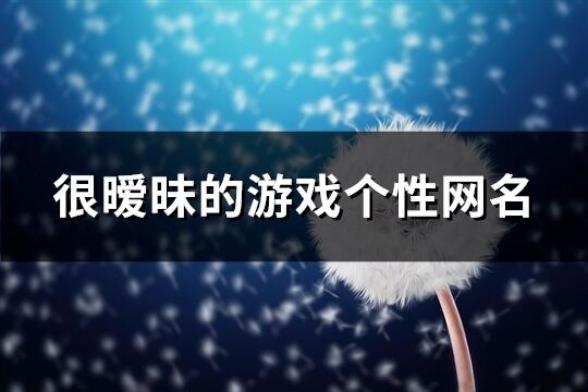 很暧昧的游戏个性网名(161个)