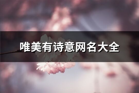 唯美有诗意网名大全(优选386个)