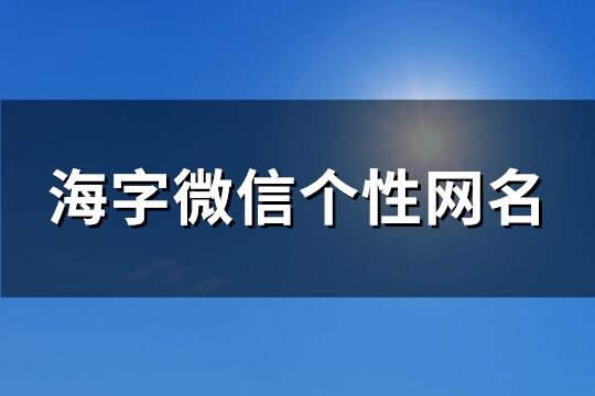 海字微信个性网名(优选192个)