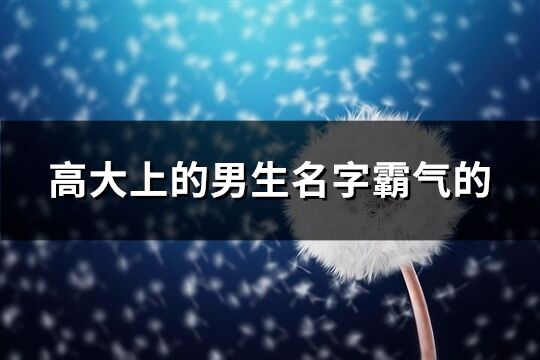 高大上的男生名字霸气的(共219个)