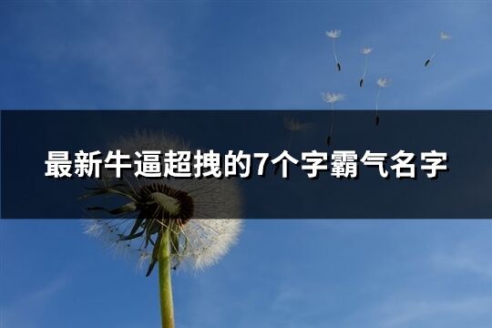 最新牛逼超拽的7个字霸气名字(共539个)